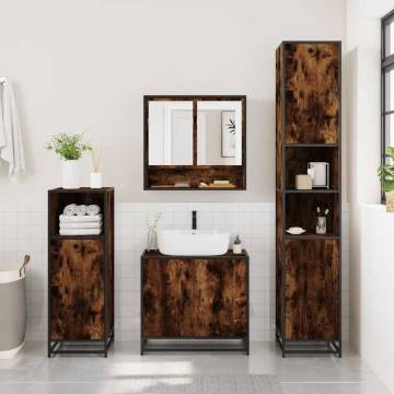 Bathroom Mirror Cabinet Smoked Oak 65x20x60 cm - Stylish & Durable