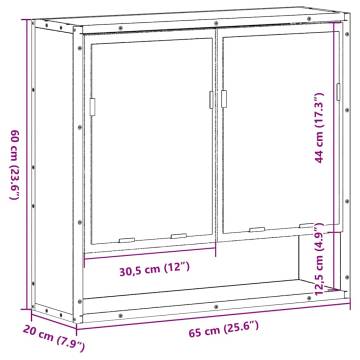 Bathroom Mirror Cabinet Smoked Oak 65x20x60 cm - Stylish & Durable