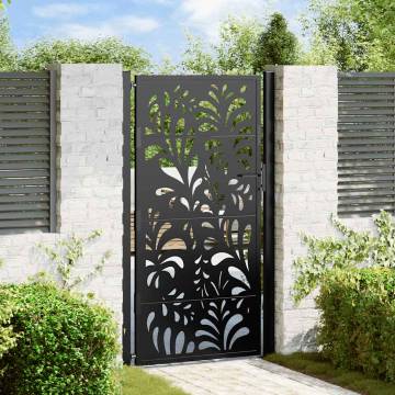 Garden Gate Black 105x180 cm Steel Wave Design - Durable & Elegant