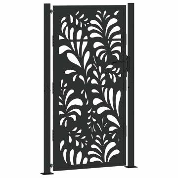 Garden Gate Black 105x180 cm Steel Wave Design - Durable & Elegant