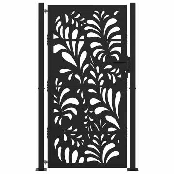 Garden Gate Black 105x180 cm Steel Wave Design - Durable & Elegant