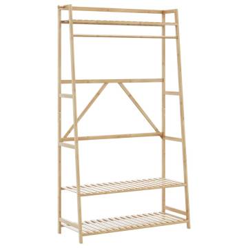 Bamboo Clothes Rack with Shelves - Natural Storage Solution