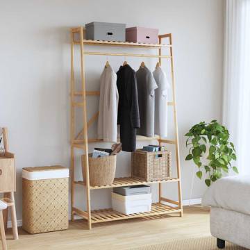 Bamboo Clothes Rack with Shelves - Natural Storage Solution