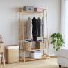 Bamboo Clothes Rack with Shelves - Natural Storage Solution