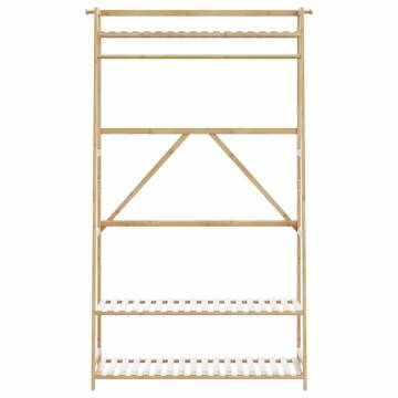 Bamboo Clothes Rack with Shelves - Natural Storage Solution