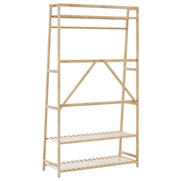 Bamboo Clothes Rack with Shelves - Natural Storage Solution