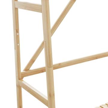 Bamboo Clothes Rack with Shelves - Natural Storage Solution