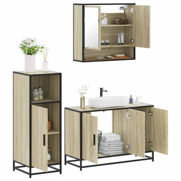 3 Piece Bathroom Furniture Set - Sonoma Oak Engineered Wood