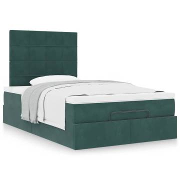 Dark Green Ottoman Bed with Mattresses 120x200cm - Velvet Comfort