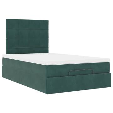 Dark Green Ottoman Bed with Mattresses 120x200cm - Velvet Comfort