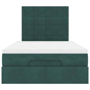 Dark Green Ottoman Bed with Mattresses 120x200cm - Velvet Comfort