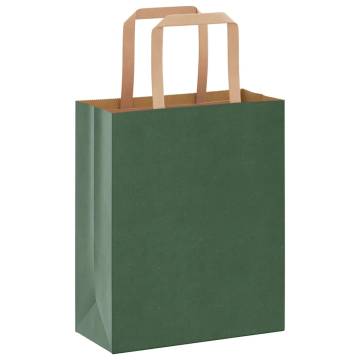 Eco-Friendly Green Paper Bags with Handles - 50 pcs | Hipo Market