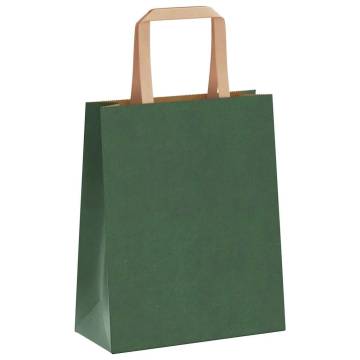 Eco-Friendly Green Paper Bags with Handles - 50 pcs | Hipo Market