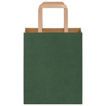 Eco-Friendly Green Paper Bags with Handles - 50 pcs | Hipo Market