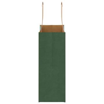 Eco-Friendly Green Paper Bags with Handles - 50 pcs | Hipo Market