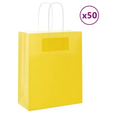 Yellow Paper Bags with Handles - 50 pcs | Eco-Friendly Option