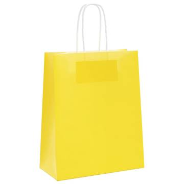 Yellow Paper Bags with Handles - 50 pcs | Eco-Friendly Option