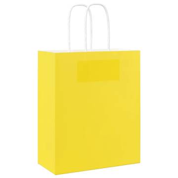 Yellow Paper Bags with Handles - 50 pcs | Eco-Friendly Option