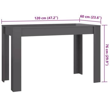 High Gloss Grey Dining Table - 120x60 cm | Hipomarket