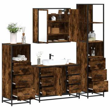 4 Piece Smoked Oak Bathroom Furniture Set - Stylish & Durable