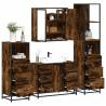  4 Piece Bathroom Furniture Set Smoked Oak Engineered Wood Colour smoked oak Number of 1 