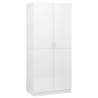 High Gloss White Wardrobe - 90x52x200 cm Engineered Wood