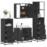 4 Piece Black Engineered Wood Bathroom Furniture Set