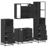 4 Piece Black Engineered Wood Bathroom Furniture Set