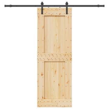 Solid Pine Sliding Door with Hardware Set - 80x210 cm