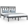 Grey Solid Wood Bed Frame 160x200 cm - Classic Design