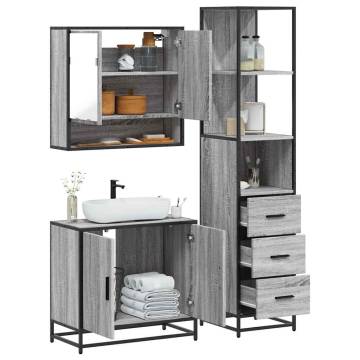 3 Piece Grey Sonoma Bathroom Furniture Set | Durable & Stylish