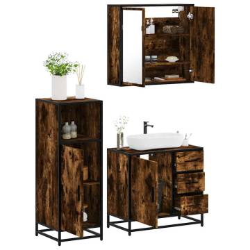 3 Piece Bathroom Furniture Set in Smoked Oak - Stylish & Durable