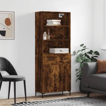 Stylish Highboard in Smoked Oak - 69.5x34x180 cm