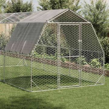 Galvanised Steel Chicken Run with Roof - 2.5x6x2.25m