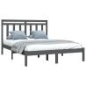 Grey Solid Wood Bed Frame 160x200 cm - Classic Design