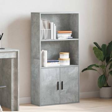 Concrete Grey Bookcase - Stylish Engineered Wood Storage