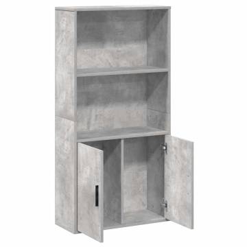 Concrete Grey Bookcase - Stylish Engineered Wood Storage