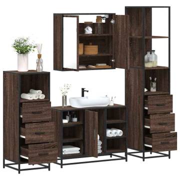 4 Piece Brown Oak Bathroom Furniture Set | Stylish & Durable