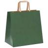 Eco-Friendly Green Paper Bags with Handles - 50 pcs