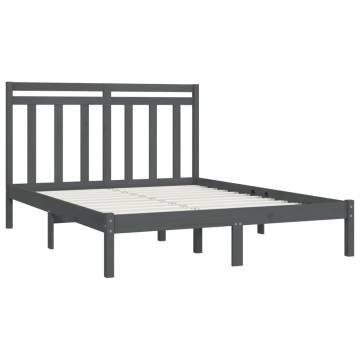 Grey Solid Wood Bed Frame 160x200 cm - Classic Design