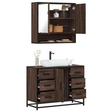 Stylish 2 Piece Brown Oak Bathroom Furniture Set | HipoMarket