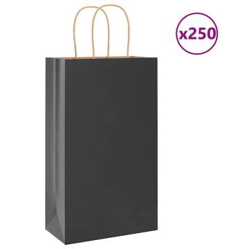 Black Paper Bags with Handles - 250 pcs | HipoMarket