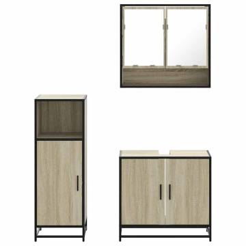 3 Piece Bathroom Furniture Set - Sonoma Oak Engineered Wood