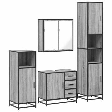 Stylish 4 Piece Bathroom Furniture Set - Grey Sonoma