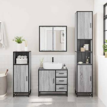 Stylish 4 Piece Bathroom Furniture Set - Grey Sonoma