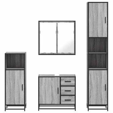 Stylish 4 Piece Bathroom Furniture Set - Grey Sonoma