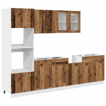 7 Piece Kitchen Cabinet Set - Old Wood Engineered Wood