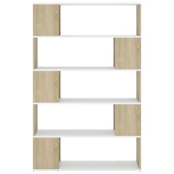 Book Cabinet Room Divider in White and Sonoma Oak | HipoMarket