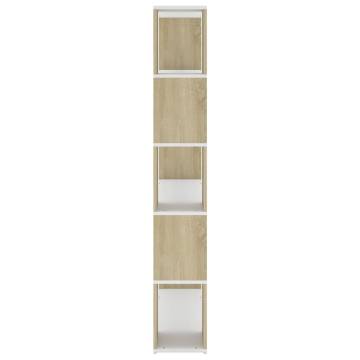 Book Cabinet Room Divider in White and Sonoma Oak | HipoMarket