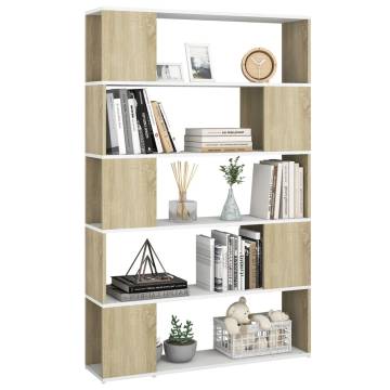 Book Cabinet Room Divider in White and Sonoma Oak | HipoMarket